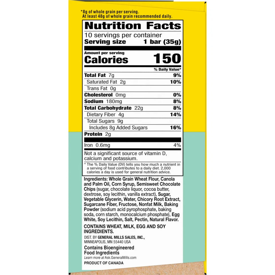 Soft Baked Muffin Bars, Chocolate Chip, Snack Bars, 10 Bars, 12.4 Oz