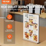 VEVOR Acrylic Sign Holder, 6 Pack 8.5 X 11-inch Brochure Display Holders, T-Shape Double Sided Display Sign Stand, Clear Acrylic Table Menu Photo Paper Holder For Restaurant Office Wedding Bar