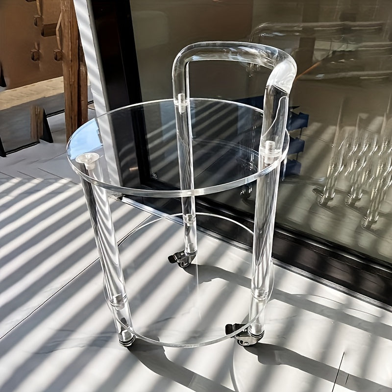 Chic Acrylic Rolling Side Table - Portable Coffee & Bar Cart for Home, Office, and Parties