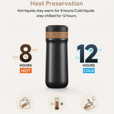 Portable French Press Coffee Maker 12oz Stainless Steel Travel French Coffee Maker with Unique Filter Vacuum Insulated Coffee Mug & Tea Maker Great For Camping and Traveling