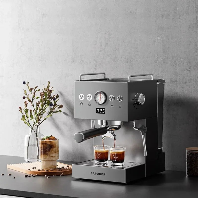 Small Commercial Coffee Machine Simple Control Panel Italian Semi-Automatic Coffee Machine Can Make Milk Foam Latte Americano