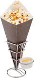 Cone Tek 15 Inch French Fry Cones 100 Recyclable Food Cones - Built-In Sauce Cup Grease-Resistant Lining White Paper Snack Cones for Appetizers and Charcuterie