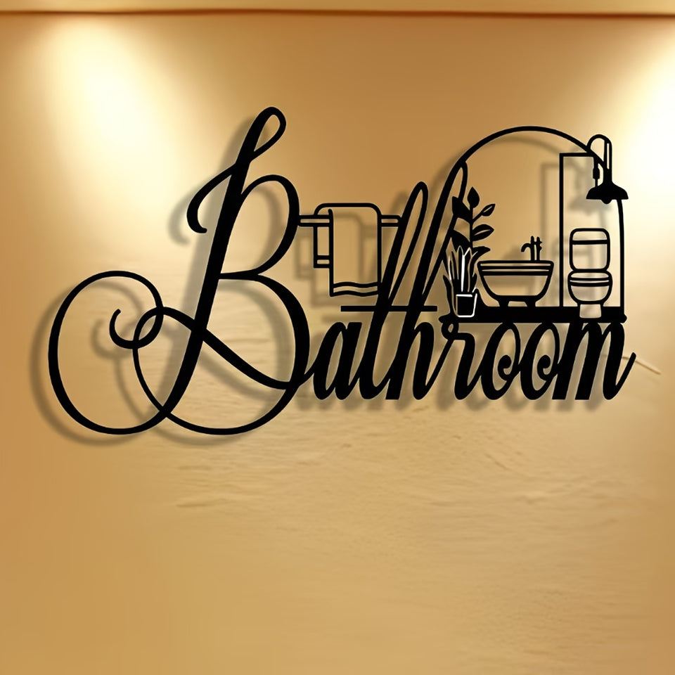 Elegant Minimalist Bathroom Sign - Premium Iron Wall Art with Modern Crafted Design, Reusable and Removable - Ideal for Home, Office, Bedroom, Patio, Kitchen, Courtyard Walls, Coffee Shop, Dance Hall, Bar, Rustic, Farmhouse D