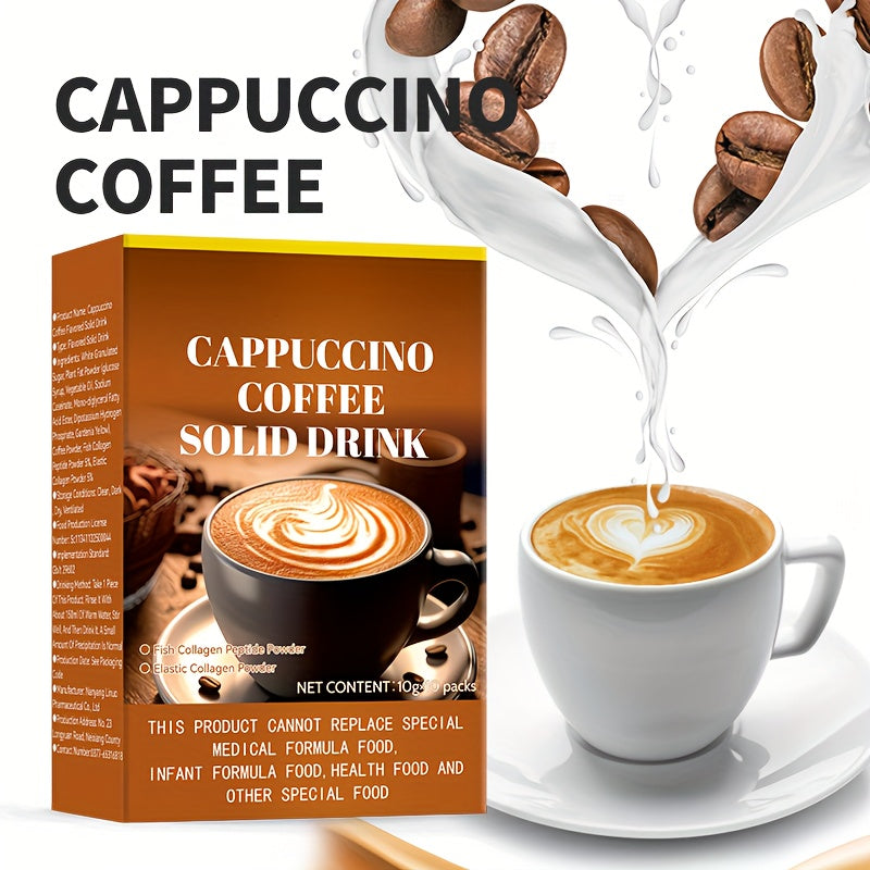 Delicious Rich Cappuccino Coffee-Flavored Solid Drink Mix - Convenient, Instant, and Easy to Prepare Beverage for Anytime Enjoyment - 10gx10 Packs