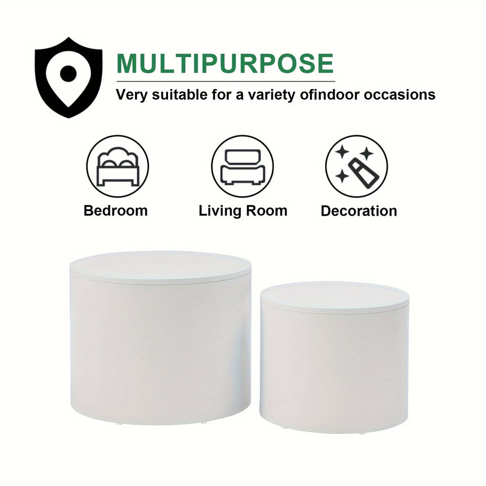 Modern Nesting Coffee Table Set, Round & Hexagonal Wooden Design, Perfect For Small Living Spaces, Two Circular Side Tables Or Stylish Hexagonal Side Tables