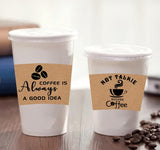 50-Pack Disposable Kraft Paper Coffee Cup Sleeves - Insulating Ripple Wrap Jackets for Hot or Cold Drinks, Fits 12-20 oz Cups - Printed Designs for Hand Protection