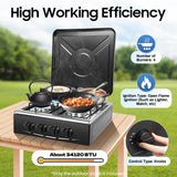 Compact 4-Burner Natural Gas Stove with Protective Cover – Restaurant-Quality Cooking for Home, Camping, and Outdoor Adventures – Non-Slip Feet, Heat Dissipation Holes, Easy Assembly, GDRASUYA10