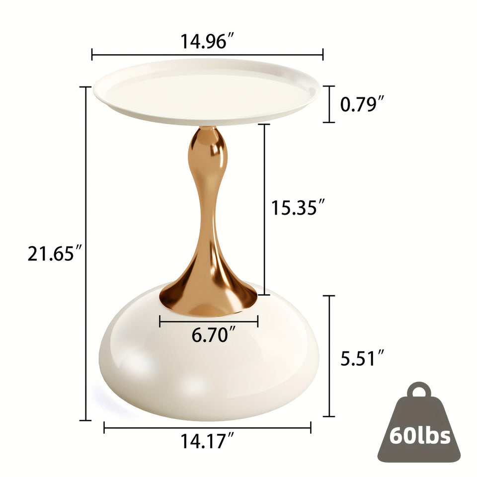 Round Small Metal Side Table, Mid Century End Table, Vintage Pedestal Accent Coffee Table for Small Spaces, Living Room, Bedroom Balcony and Office