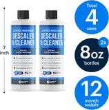 Universal Descaling Solution for Keurig Breville Nespresso & Delonghi (4 Uses) | Coffee Machine Descaler Cleaner | Liquid to Descale Automatic Coffee Makers & Espresso Machines