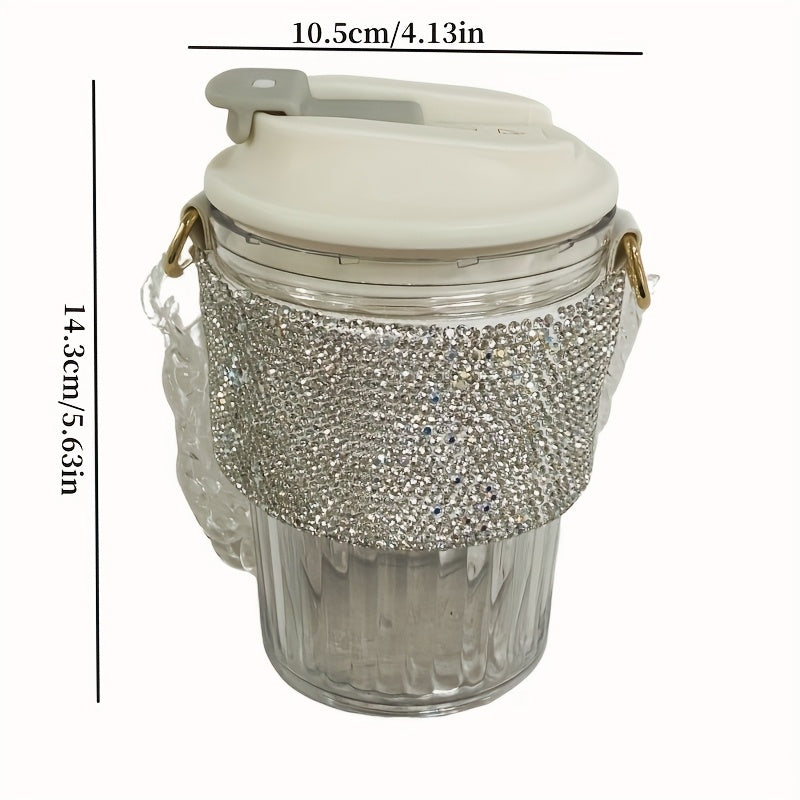 1pc Luxury Diamond-Encrusted Portable Water Bottle - Large Capacity, Perfect for Coffee & Beverages, Ideal for Kitchen & Dining