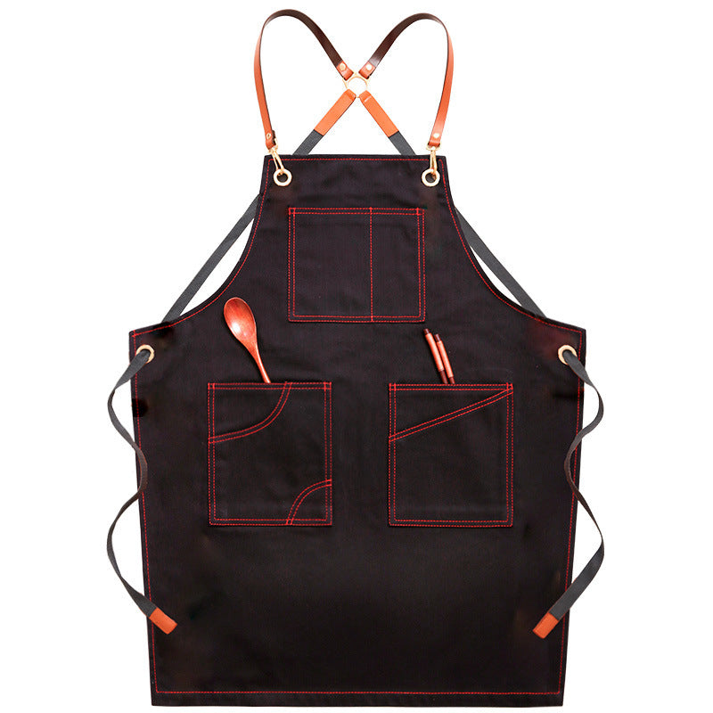 Denim Apron Female Fashion Barista Work Clothes Waist