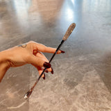 1pc Portable Universal Stirring Spoon High-looking Light Luxury Artificial Diamond Long Handle Stirring Spoon 304 Stainless Steel Extended Coffee Spoon Creative Dessert Honey Spoon