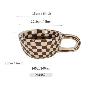 Korean Irregular Checkerboard Coffee Cup