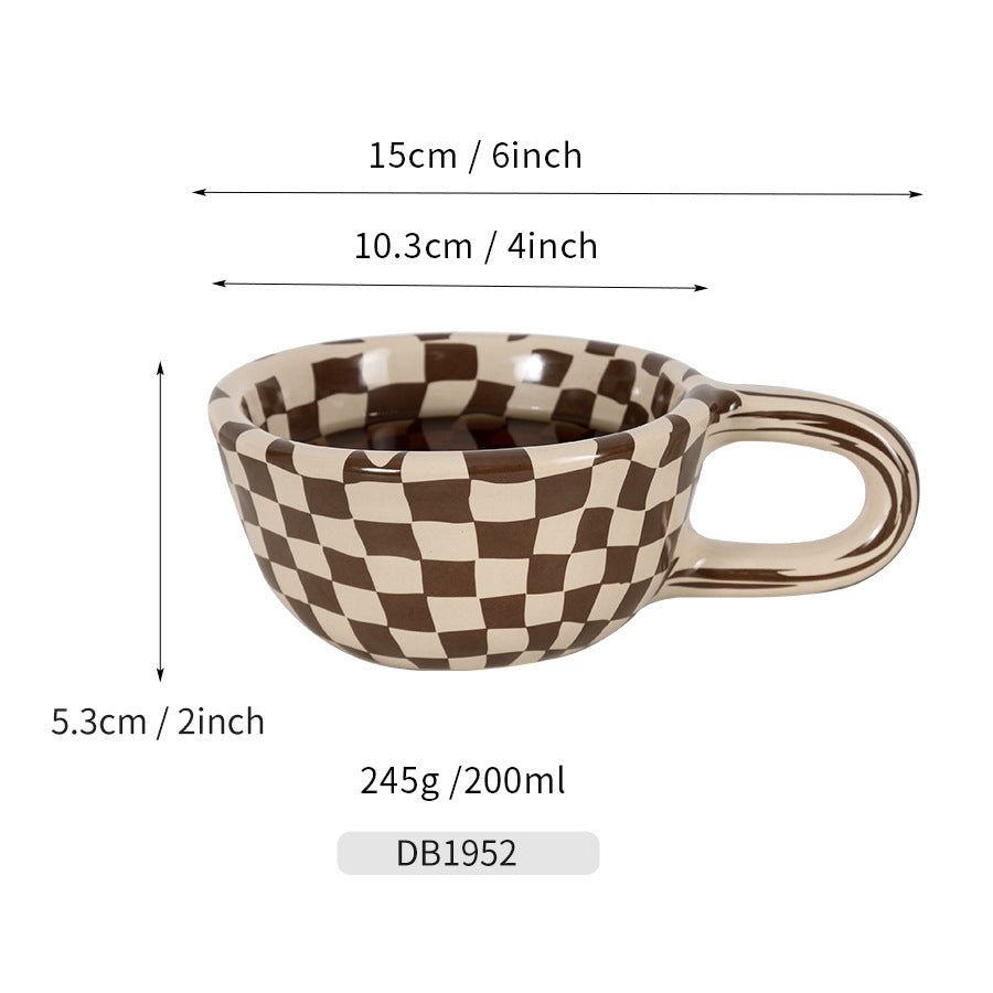 Korean Irregular Checkerboard Coffee Cup