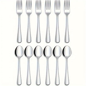 Set of Forks and Spoons - Stainless Steel - Dishwasher Safe - Suitable for Kitchen & Restaurant Use - Perfect for Everyday Dining & Gifting