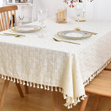 Pastoral Tassel Cotton Floral Tablecloth Desk Kitchen Wedding Restaurant Decoration Background Fabric