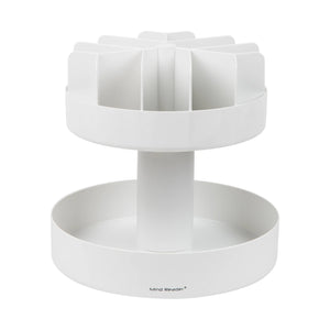 2 Tier Lazy Susan Granola Bar and Snack Organizer, Home, Office, Plastic, White