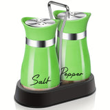 2Pcs Salt And Pepper Shakers Set With Holder,4 Oz Modern Farmhouse Kitchen Decor And Accessories For Restaurant, Wedding, Housewarming Gifts Refillable Design