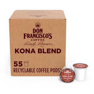 Kona Blend Coffee - 100 K-Cup Compatible Single-Serve Pods - 10% Hawaiian - Recyclable through Terracycle - Compatible with Keurig Brewers