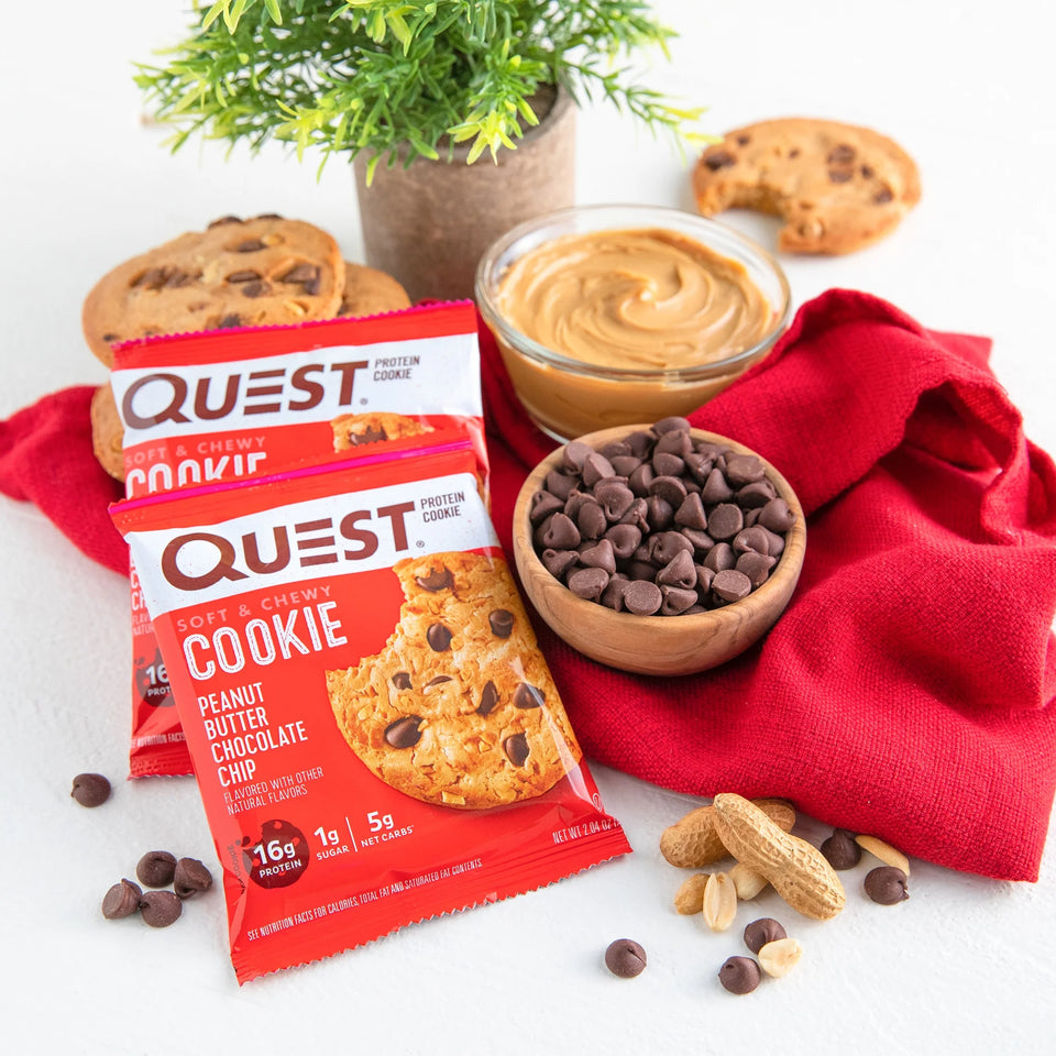 Quest Protein Cookie, Keto Friendly, Peanut Butter Chocolate Chip Flavored, Soft and Chewy, 12 Count
