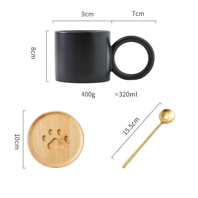Big Ear Ceramic Cup With Spoon Office Coffee Home Milk Drinking Water