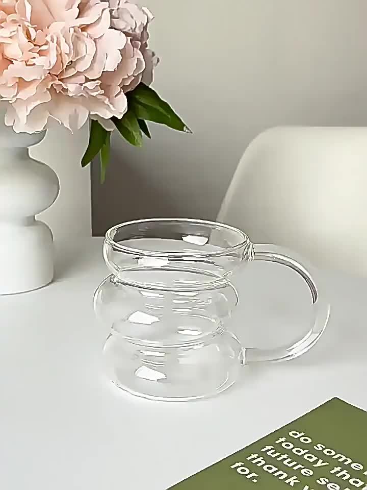 1pc Irregular Caterpillar Glass Cup - Heat-Resistant, Borosilicate, Coffee, Beverage, Milk, Circle Cup with Unique Shape