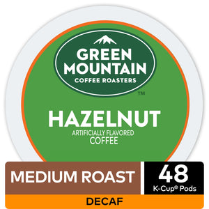 Green Mountain Coffee Hazelnut Decaf  K-Cup Pods, Light Roast Coffee, 48Ct
