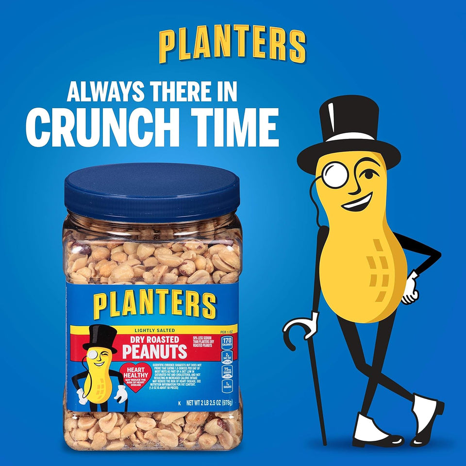 Peanuts, Lightly Salted Peanuts, Dry Roasted, Snacks for Adults, (6 Ct Pack, 2.2 Lb Containers)