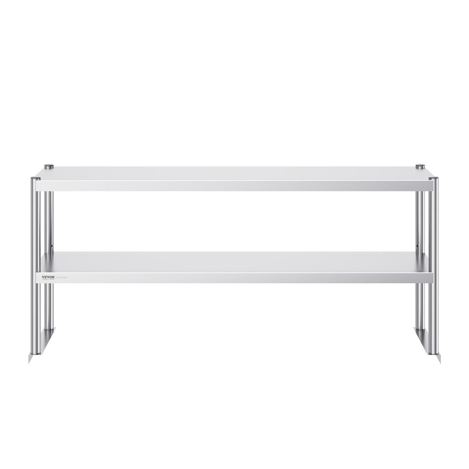 VEVOR Double Overshelf, Double Tier Stainless Steel Overshelf, 12 X 60 Inch Double Deck Overshelf, Height Adjustable Overshelf Prep Work Table For Kitchen, Restaurant And Workshop