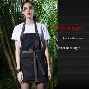 Coffee Tea Shop Adjustable Canvas Neck-hanging Apron