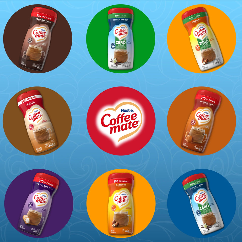 Nestle Coffee Mate, Zero Sugar Variety Pack, Powdered Coffee Creamer, 4 Flavors, 4 Count