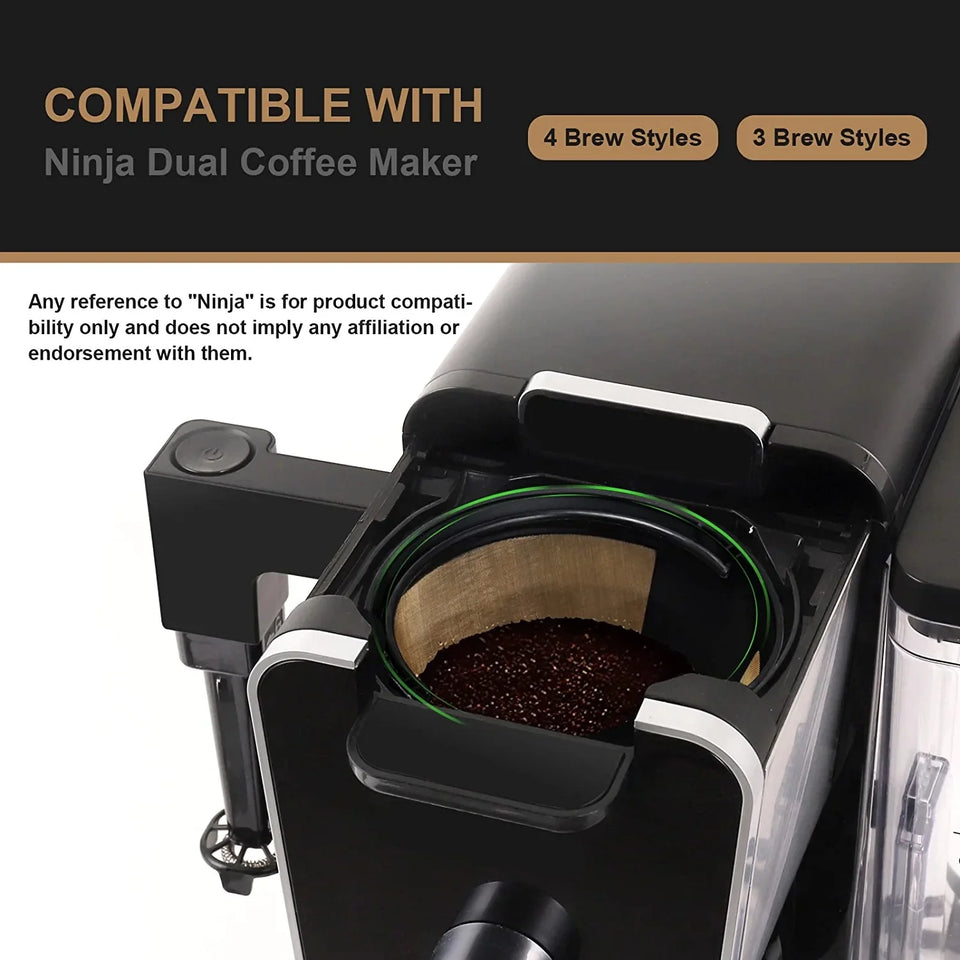 Reusable Coffee Filter for Ninja Dual Brew Coffee Maker, 2 Pack K Cup Reusable Coffee Pods and 2 Pack Coffee Maker Coffee Filters #4 Compatible for Ninja Dual Brew Coffee Maker Ninja - 4 Pack