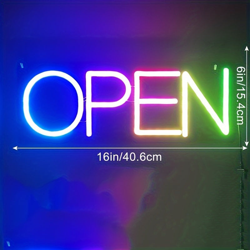 Commercial Open Sign Super Bright LED Neon Light Open Sign Illuminated Open Sign Electric Light Open Commercial Sign Store Window Glass Door Retail Store Bar Salon Restaurant (Multi Color, 16 Inches)