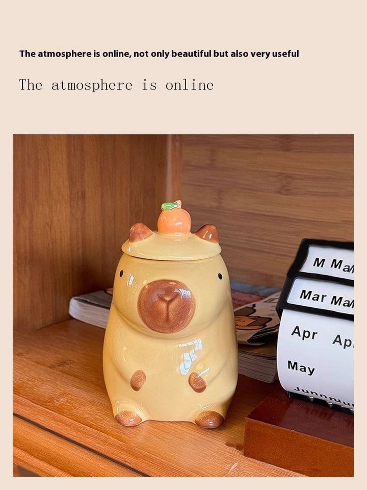 Mug Girl Drinking Bottle Cup With Lid Niche Design Coffee Cup