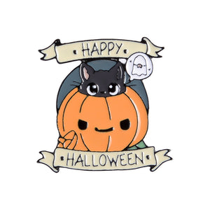 Happy Halloween Enamel Pin Custom Coffee Moon Ghost Pumpkin