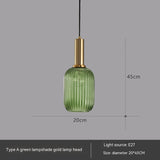 Bar Restaurant Chandelier Personalized Simple Striped Single-head Paint Green Glass Lantern Chandelier