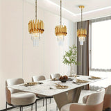 1pc Modern 2-Tier Round Crystal Chandelier, Industrial Style, E26 Bulb Not Included, for Dining Room, Kitchen Island, Bedroom, Laundry, Foyer, Entryway, with Installation Hardware, Semi-Flush Mount, Removable Claw, Ceiling Cl