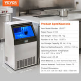 VEVOR Commercial Ice Maker, 265lbs 24H, Ice Maker Machine, 126 Ice Cubes In 12-15 Minutes, Freestanding Cabinet Ice Maker With 88lbs Storage Capacity LED Digital Display, For Home Office Restaurant