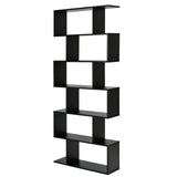 1pc Costway 6 Tier S-Shaped Bookshelf Storage, Display Bookcase Decor Z-Shelf, Coffee