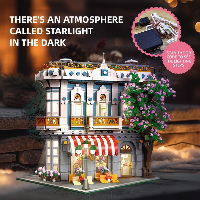 JIE-STAR 3725pcs Sakura Restaurant Street Scene Building Blocks Set - Creative Home Decor, Romantic Architectural Model Kit for Display