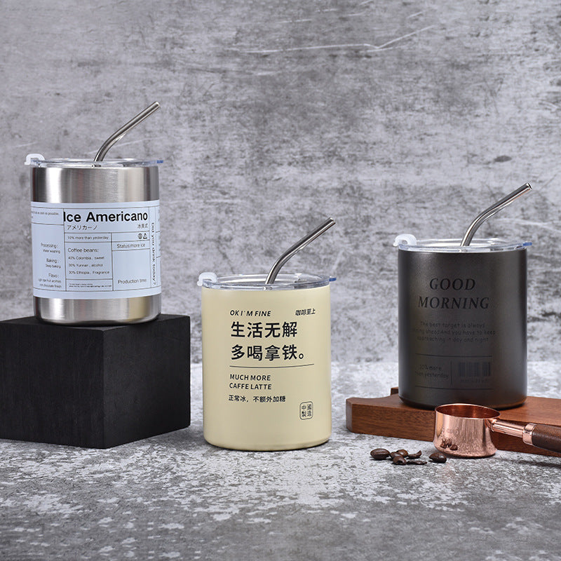 Alloy Ice Coffee Cup Vacuum Double-layer Portable Portable Water Cup Gift