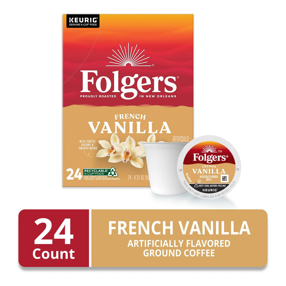 French Vanilla Artificially Flavored Coffee, Mild Roast, Keurig K Cup Pods, 24 Count Box