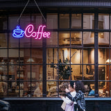 1pc Coffee Neon Sign, Cafe Shop LED Neon Lights USB Powered Wall Decor Cafe Restaurant Shop Window Business Hours Sign, For Cafe, Man Cave, Bar, Home, Kitchen, Living Room, Valentine's Day, Thanksgiving, Wedding, Christmas, H