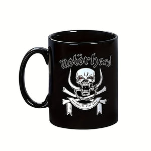 1pc British Motohead Classic MOTORHEAD Ceramic Coffee Cup, Creative And Novel Mug Gift, Holiday Gift, Summer Cold Drink Cup, Birthday Gift For Family, Friends, Colleagues And Classmates Black 11oz, Cup For Restaurant