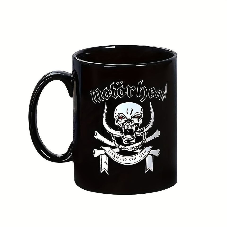 1pc British Motohead Classic MOTORHEAD Ceramic Coffee Cup, Creative And Novel Mug Gift, Holiday Gift, Summer Cold Drink Cup, Birthday Gift For Family, Friends, Colleagues And Classmates Black 11oz, Cup For Restaurant