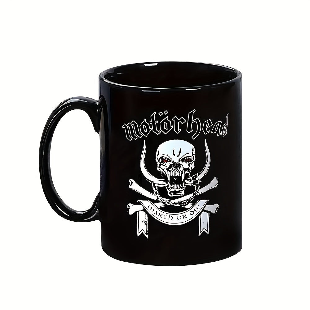 1pc British Motohead Classic MOTORHEAD Ceramic Coffee Cup, Creative And Novel Mug Gift, Holiday Gift, Summer Cold Drink Cup, Birthday Gift For Family, Friends, Colleagues And Classmates Black 11oz, Cup For Restaurant