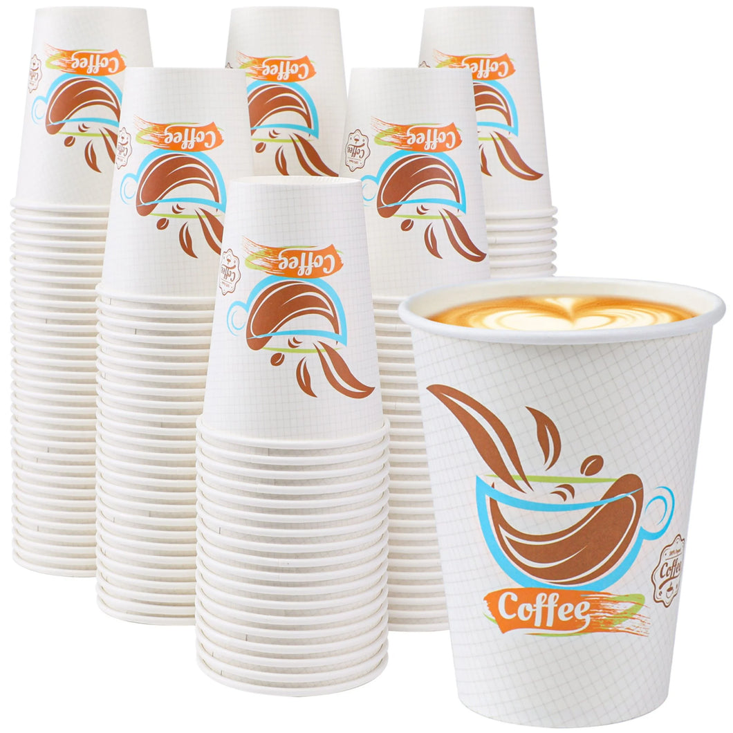 Disposable Paper Cups 12 Oz Hot Cups, 100 Count