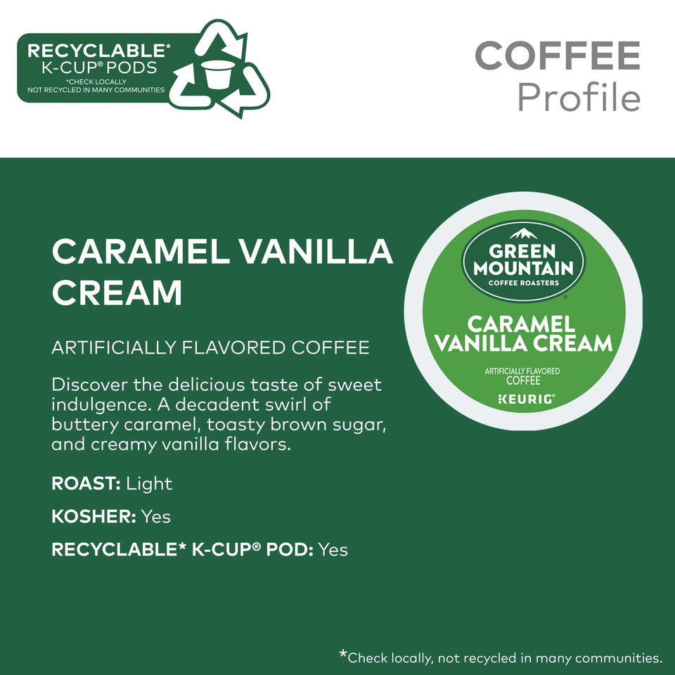 , Caramel Vanilla Cream Light Roast K-Cup Coffee Pods, 60 Count