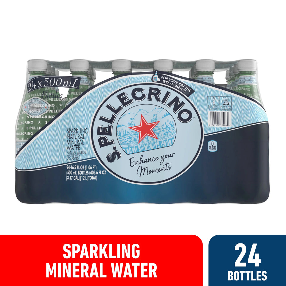 S.Pellegrino Sparkling Natural Mineral Water, 405.6 Fl Oz, Case of 24 Bottles