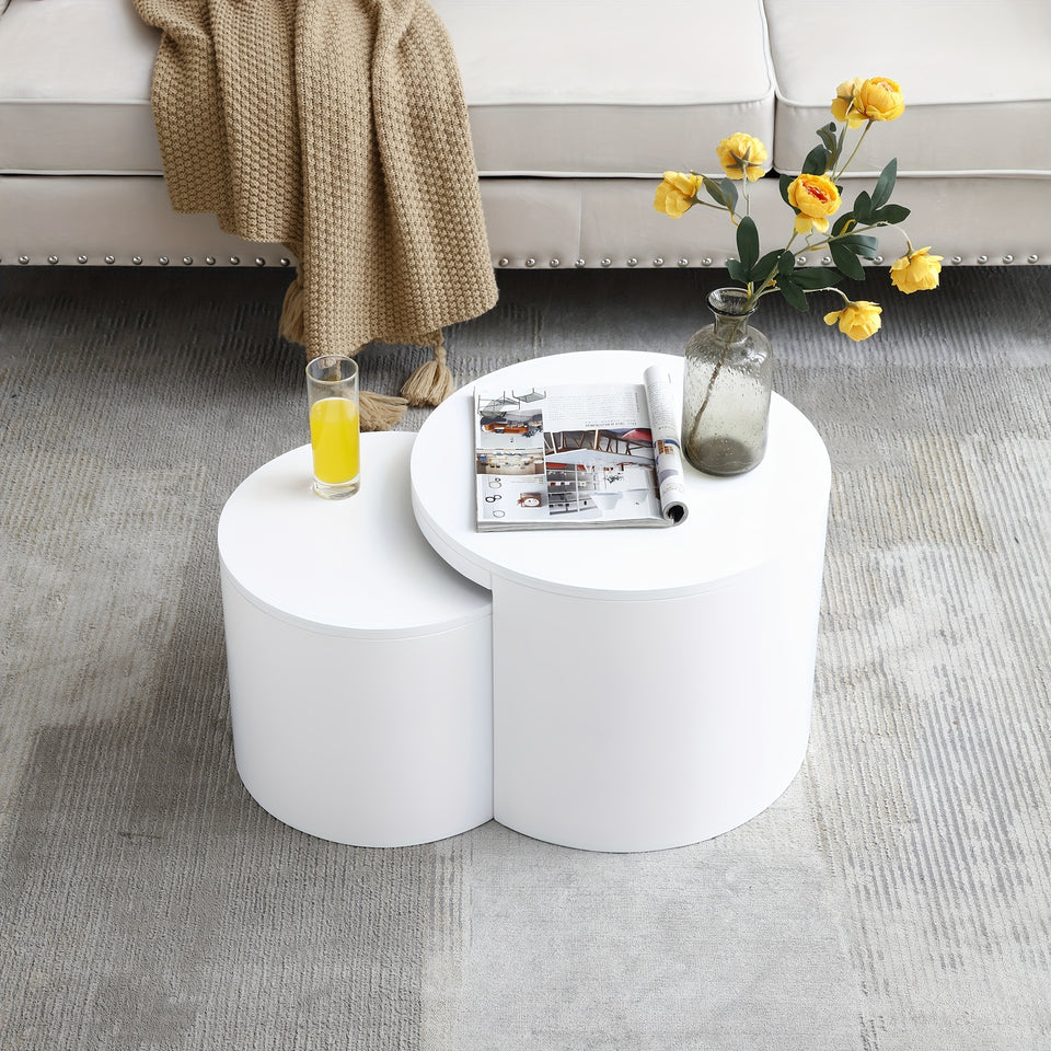 Modern Nesting Coffee Table Set, Round & Hexagonal Wooden Design, Perfect For Small Living Spaces, Two Circular Side Tables Or Stylish Hexagonal Side Tables